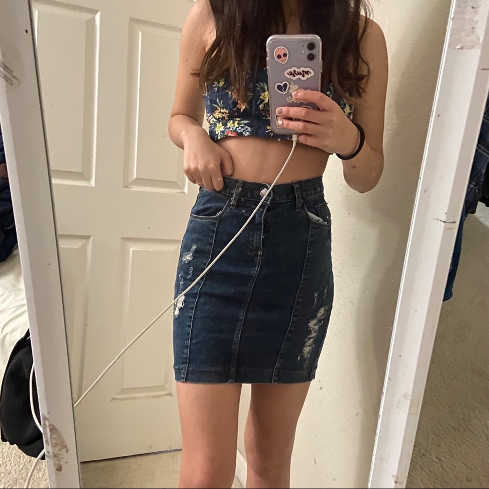 distressed bodycon skirt